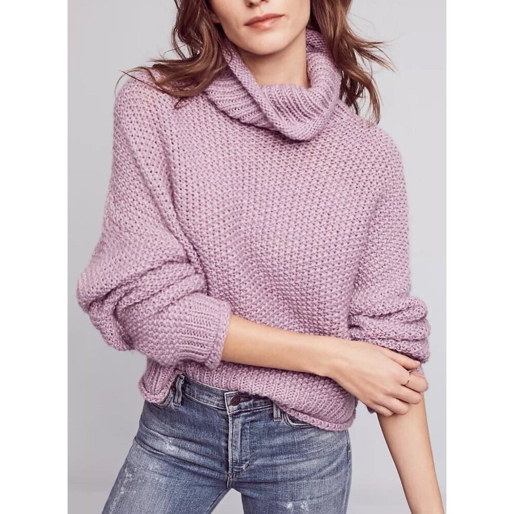 Moth Anthropologie Abella Turtleneck Sweater Women Small Lavender Slouchy
